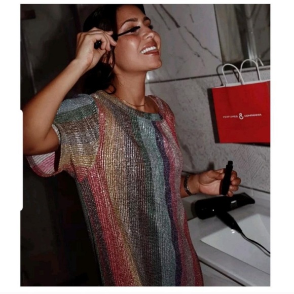 LAST ONE 😻GORGEOUS ZARA NWT Rainbow Sequins Dress - Picture 3 of 7